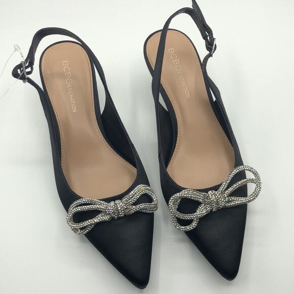 BCBGENERATION  Women's Kitten Heel Pointed Toe Slingback Bow Heels  Sz 7 - Picture 2 of 10